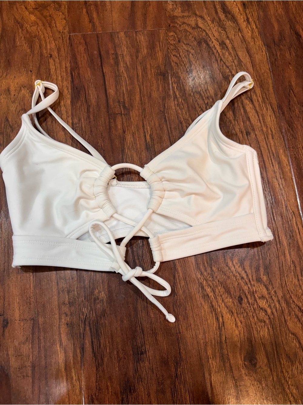 Women's Cream Ring-Front bathing suit top